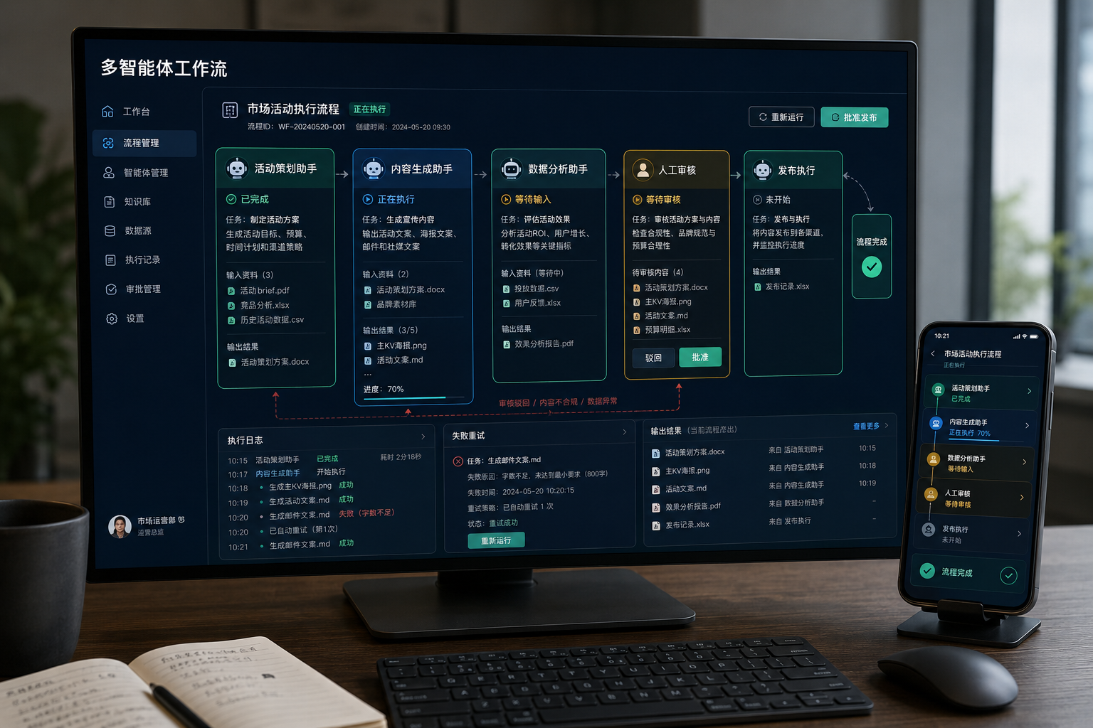 企业 AI 改造－多智能体工作流产品展示图